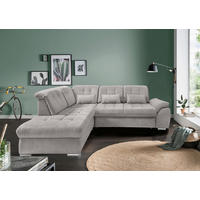 ECKSOFA Flachgewebe Grau  - Chromfarben/Grau, Modern, Textil/Metall (254/308cm) - Livetastic