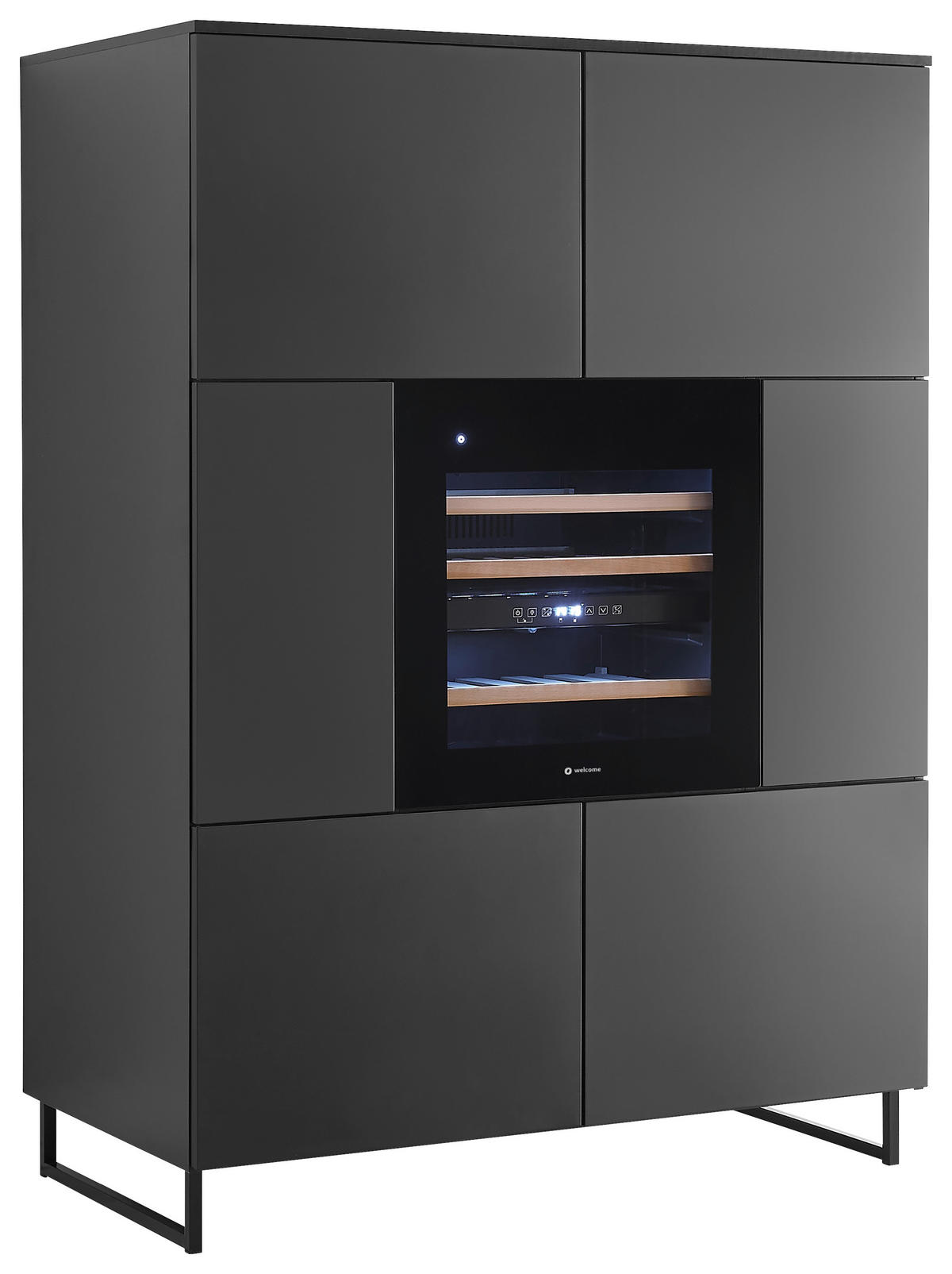 HIGHBOARD Mosel Weinschrank 120/200/58 cm  - Schwarz, KONVENTIONELL, Holzwerkstoff/Metall (120/200/58cm) - Carryhome