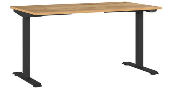 SCHREIBTISCH 140/80/72-118 cm  in Eichefarben, Schwarz  - Eichefarben/Schwarz, MODERN, Holzwerkstoff/Metall (140/80/72-118cm) - Novel