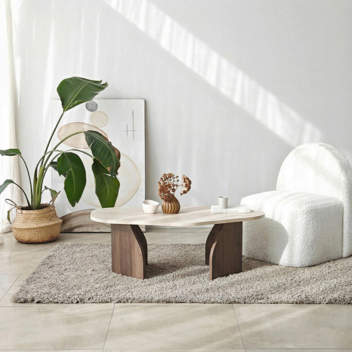 COUCHTISCH Beige, Walnussfarben  - Beige/Walnussfarben, MODERN, Holzwerkstoff (100/35/60cm) - MID.YOU