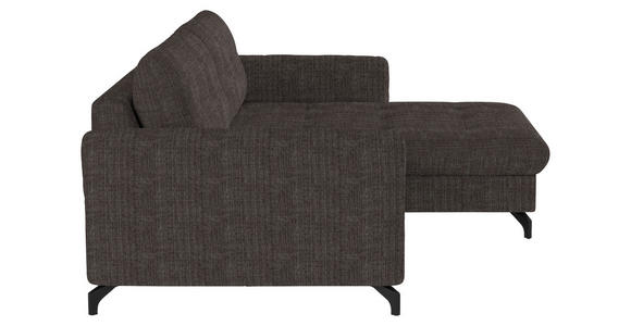 ECKSOFA in Flachgewebe, Leinenoptik Braun  - Schwarz/Braun, Design, Textil/Metall (242/170cm) - Xora