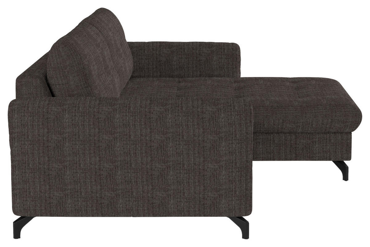 ECKSOFA in Flachgewebe, Leinenoptik Braun  - Schwarz/Braun, Design, Textil/Metall (242/170cm) - Xora