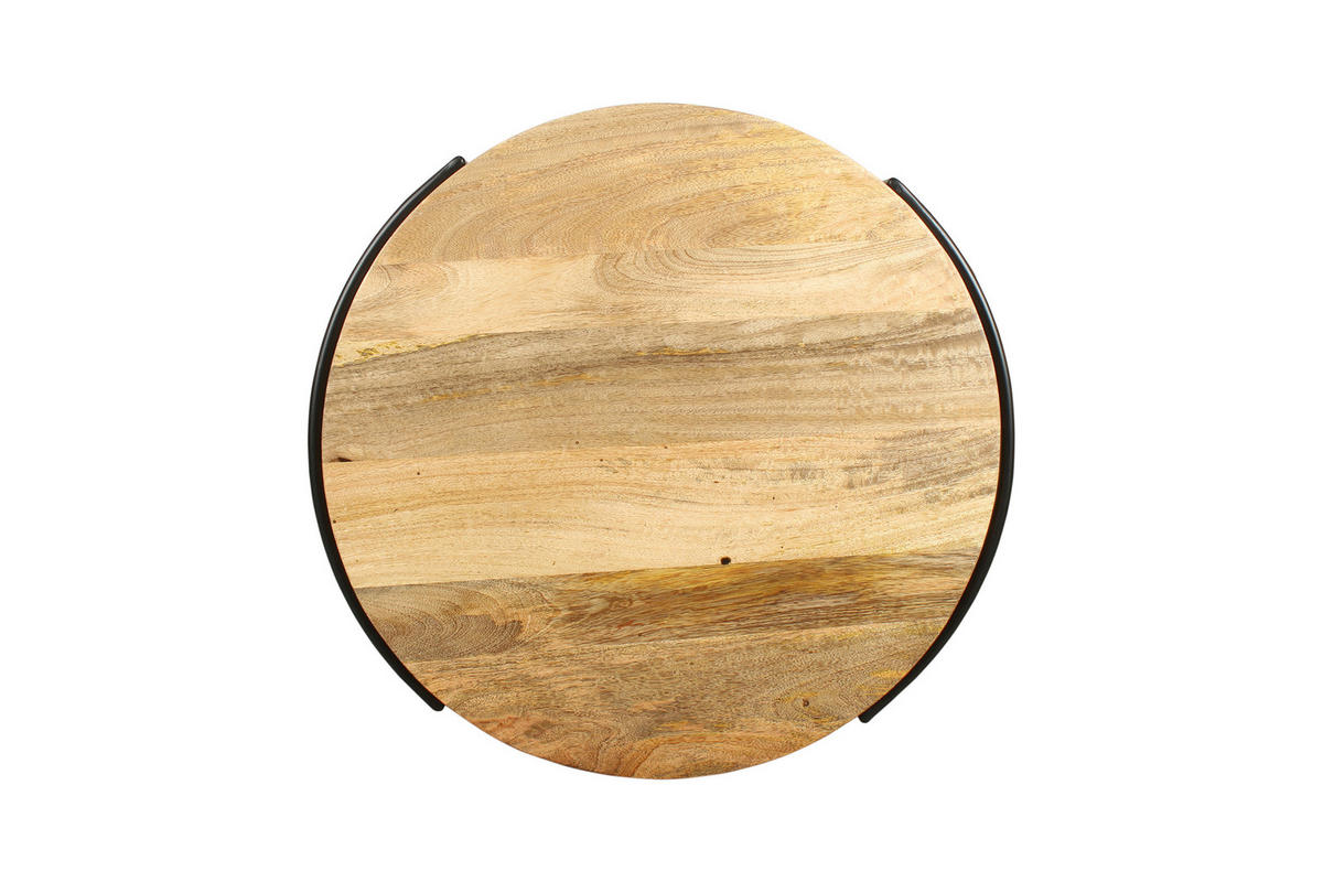 COUCHTISCH Mangoholz vollmassiv rund Hellbraun, Schwarz  - Hellbraun/Schwarz, Design, Holz/Metall (60/40cm) - Livetastic