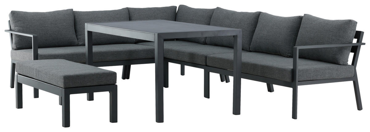 DINING-LOUNGESET  - Schwarz/Grau, KONVENTIONELL, Textil/Metall (294/210cm) - Gardenson