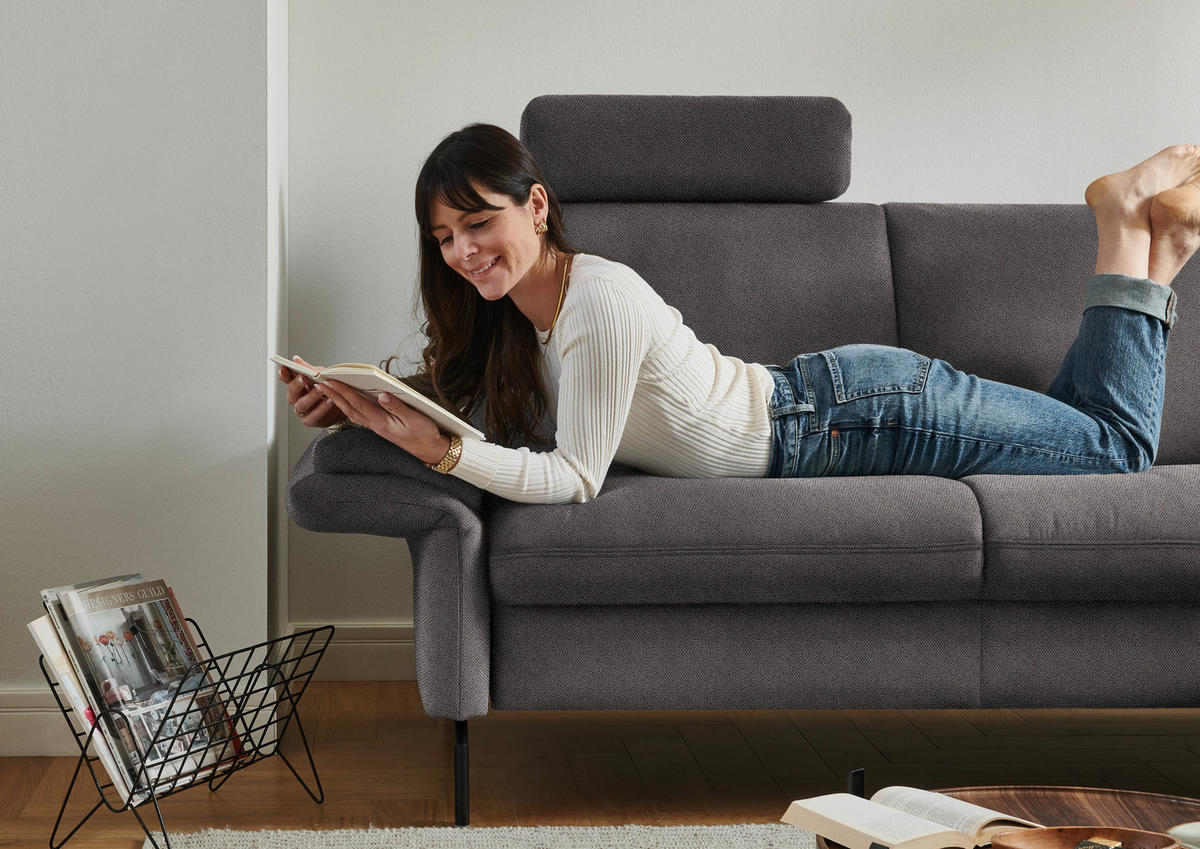ECKSOFA in Flachgewebe Dunkelbraun  - Dunkelbraun/Schwarz, Konventionell, Textil/Metall (241/190cm) - Beldomo Comfort