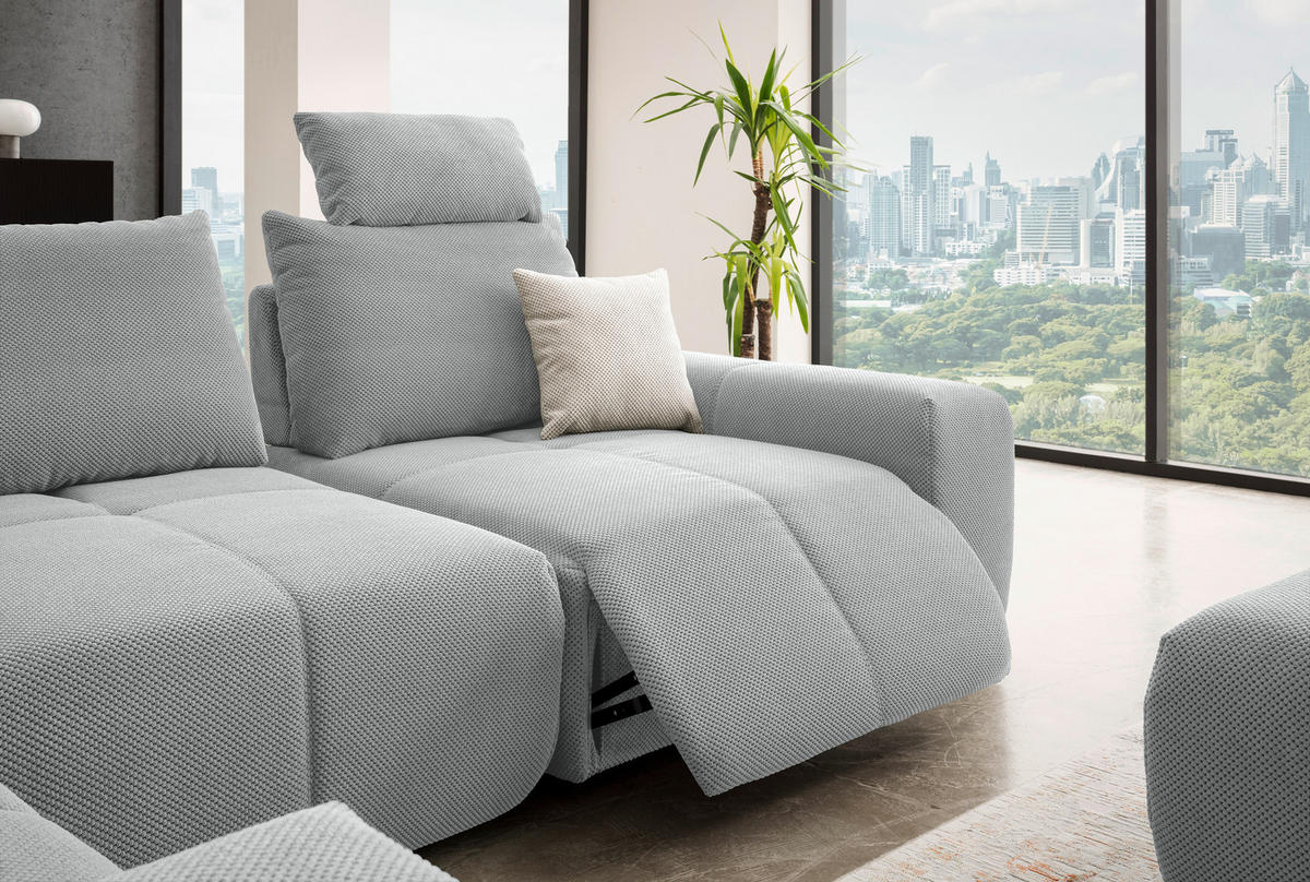 ECKSOFA in Velours Grau  - Schwarz/Grau, Design, Kunststoff/Textil (236/326cm) - Xora