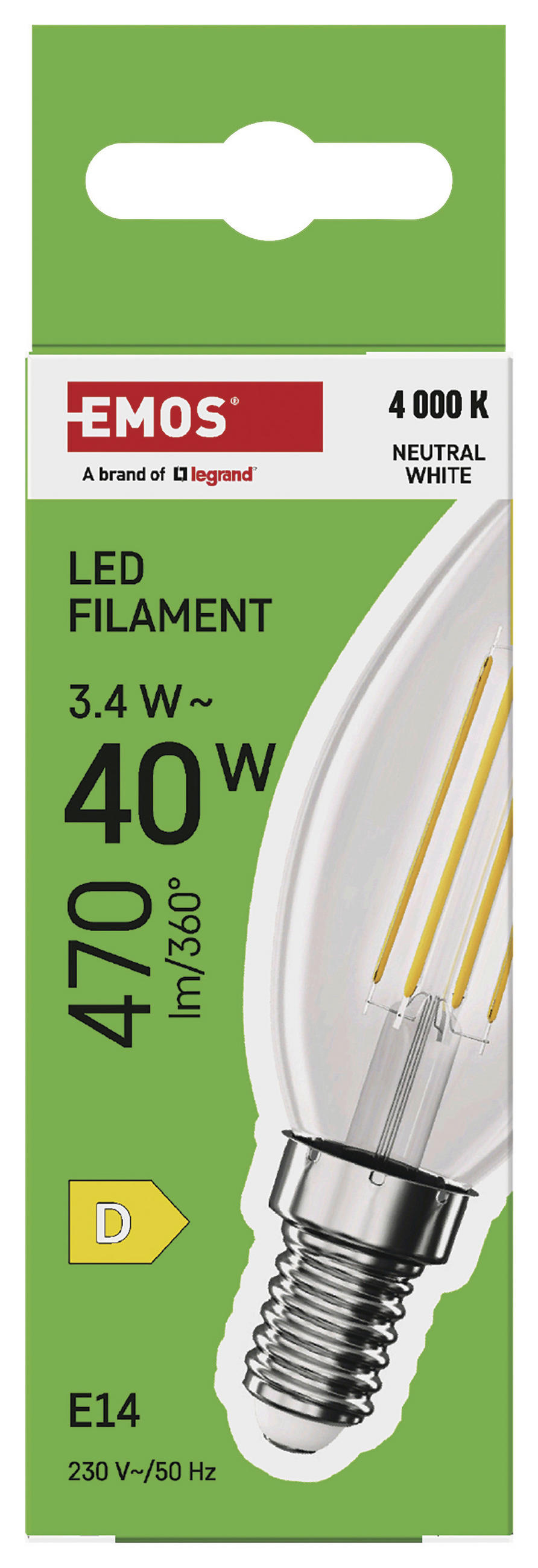 FILAMENTOVÁ LED ŽÁROVKA E14 - Basics, plast (3.5/3.5/9.7cm)