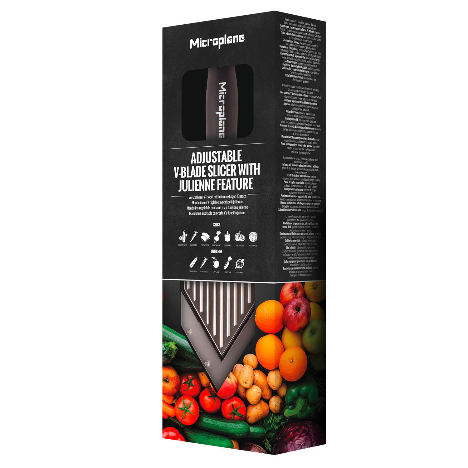 Thumbnail - Microplane Reibe V-Slicer, Schwarz, Metall, Kunststoff, 35.5x10.2x3.5 cm, Kochen, Küchenhelfer, Küchenreiben