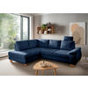 ECKSCHLAFSOFA Struktur Blau  - Wildeiche/Blau, Modern, Holz/Textil (206/265cm) - Livetastic