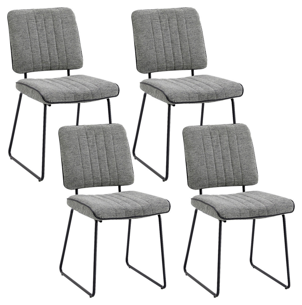 STUHL-SET 2 Stück  in Stahl Webstoff Metall, Textil  - Schwarz/Grau, MODERN, Textil/Metall (45/83/61cm) - MID.YOU