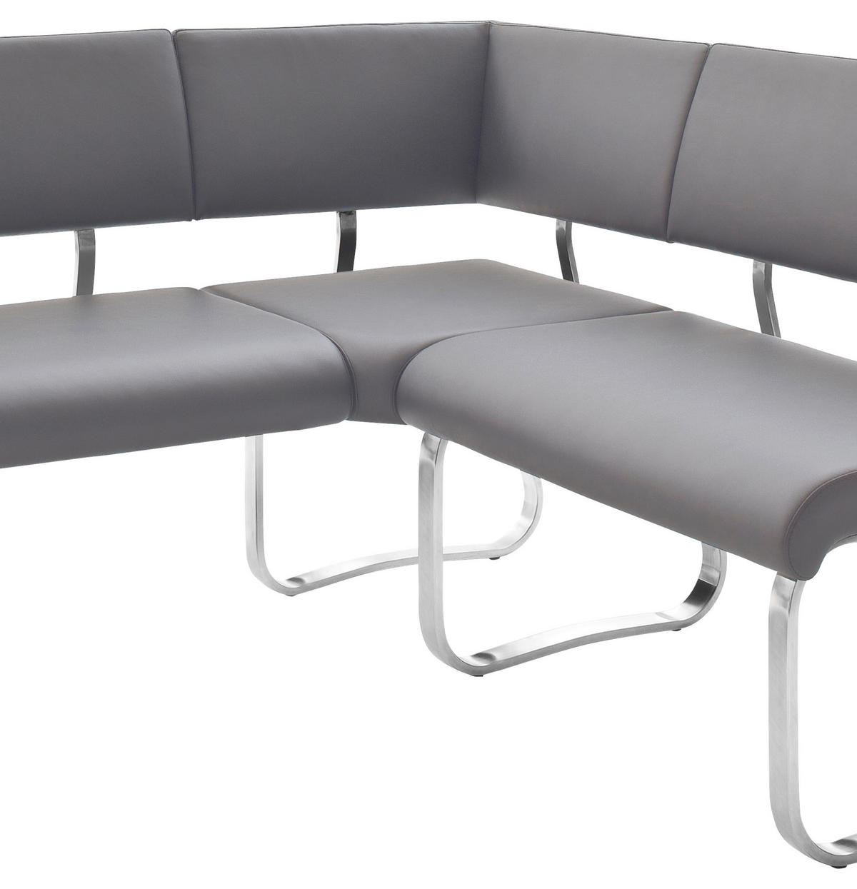 ROHOVÁ LAVICA, sivá, farba ušľachtilej ocele - sivá/farba ušľachtilej ocele, Design, kov/koža (200/150cm) - Livetastic