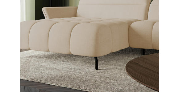 ECKSOFA Beige Flachgewebe Rücken echt, Kopfteilverstellung, Sitztiefenverstellung  - Beige/Schwarz, KONVENTIONELL, Textil/Metall (175/272cm) - Carryhome