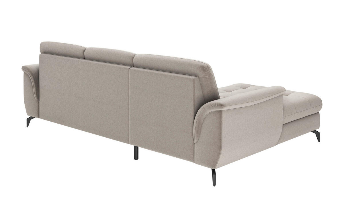 ECKSOFA in Flachgewebe Taupe  - Taupe/Schwarz, Modern, Textil/Metall (164/262cm) - Sit & More