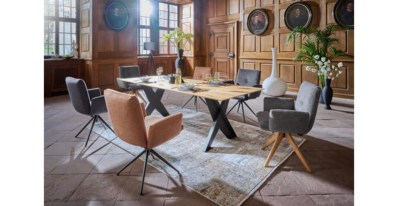 ARMLEHNSTUHL  in beflockt  - Anthrazit/Haselnussfarben, Design, Textil/Metall (70/89/68cm) - Dieter Knoll