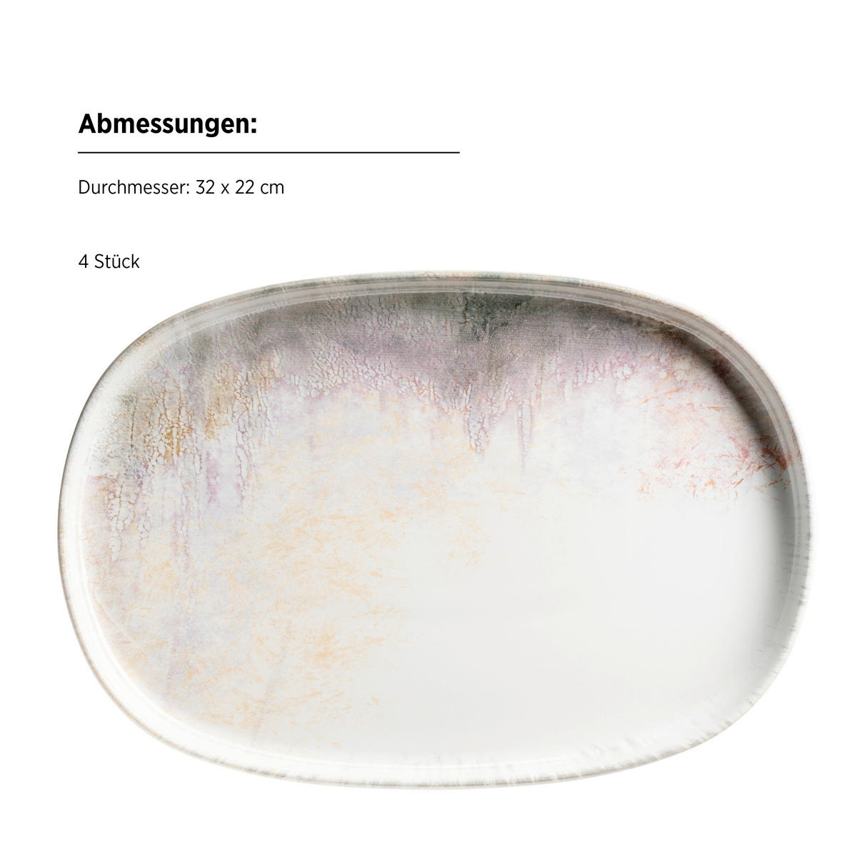 PLATTE AQUARELLIA LILA 4-teilig  - Weiss/Lila, Basics, Keramik (32/2,8/22cm) - Mäser