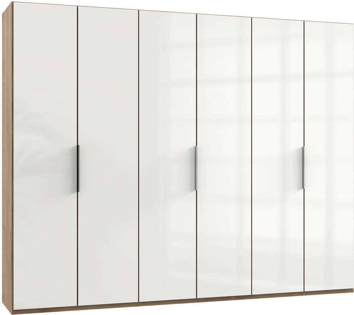 DREHTÜRENSCHRANK in Weiss, Eichefarben  - Chromfarben/Weiss, Modern, Glas/Holzwerkstoff (300/236/58cm) - MID.YOU