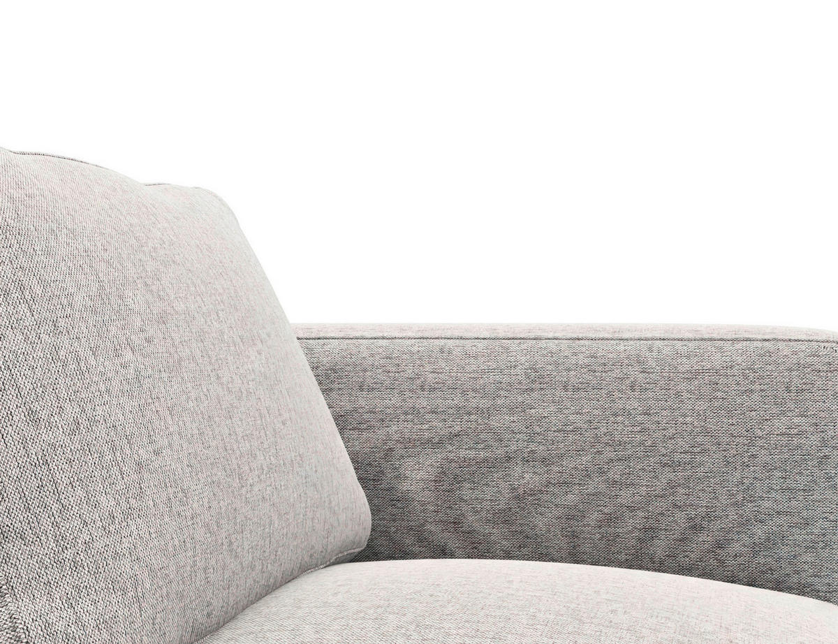 2,5-SITZER Flachgewebe, Webstoff Hellgrau  - Hellgrau/Schwarz, Design, Textil/Metall (180/80,5/87cm) - Livetastic