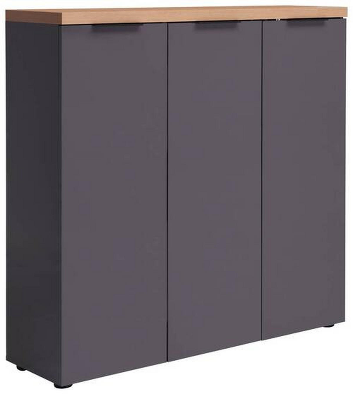 SKOSKÅP 120/115/34 cm  - aluminiumfärg/antracit, Design (120/115/34cm) - Xora