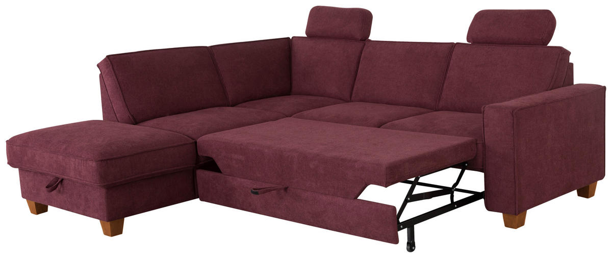 ECKSOFA in Flachgewebe Dunkelrot  - Eichefarben/Dunkelrot, Konventionell, Holz/Textil (213/236cm) - Sit & More