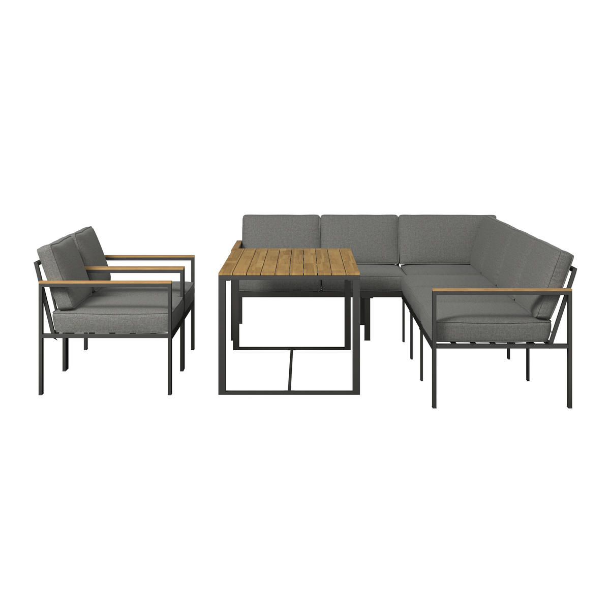 DINING-LOUNGESET   - Grau/Akaziefarben, Modern, Holz/Textil (260/205cm) - Ambia Garden