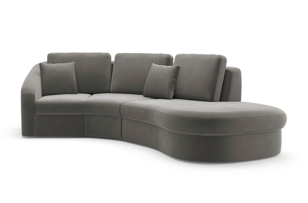 ECKSOFA in Samt Grau  - Schwarz/Grau, Modern, Kunststoff/Textil (266/230cm) - Sit & More