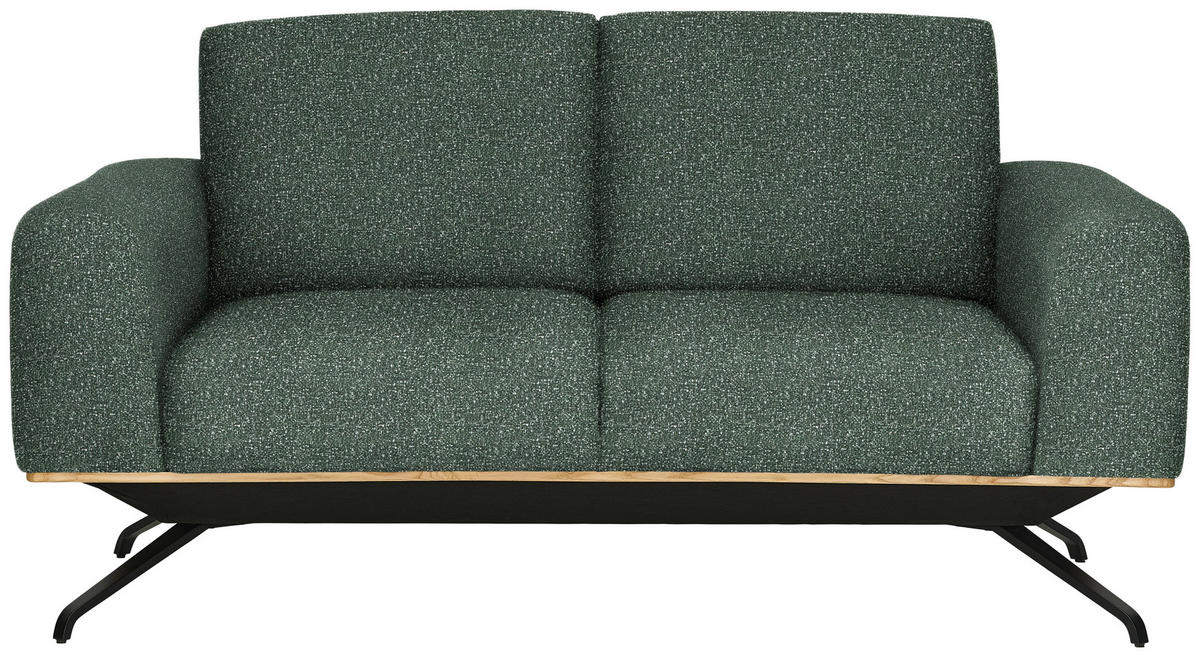 2-SITZER-SOFA in Struktur Grün  - Schwarz/Grau, Design, Holz/Textil (166/85-104/95cm) - Novel