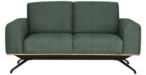 2-SITZER-SOFA in Struktur Grün - Schwarz/Grün, Design, Holz/Textil (166/85-104/95cm) - Novel