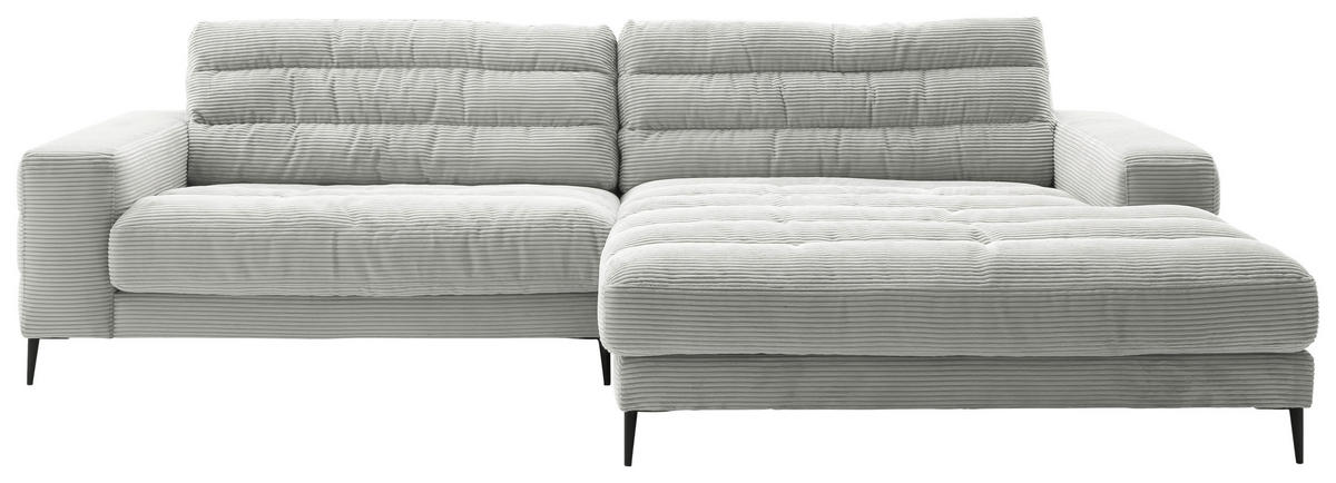 ECKSOFA Badia Hellgrau Cord  - Hellgrau/Schwarz, Design, Textil/Metall (296/207cm) - Dieter Knoll