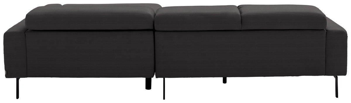 ECKSOFA Cord Dunkelbraun  - Dunkelbraun/Schwarz, Design, Textil/Metall (215-217/293cm) - Schöner Wohnen