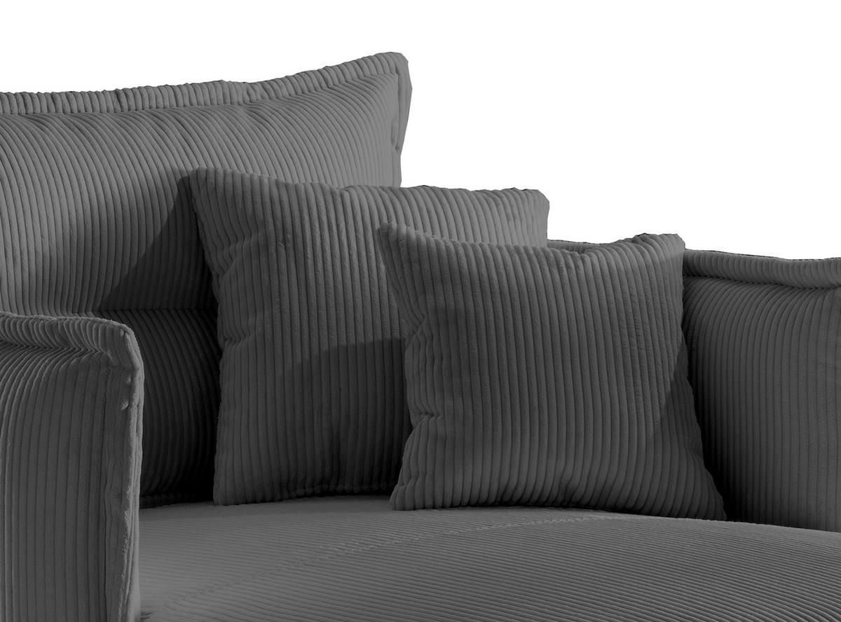 XXL-SESSEL in Cord Grau  - Schwarz/Grau, Modern, Textil/Metall (111/101/167cm) - Livetastic