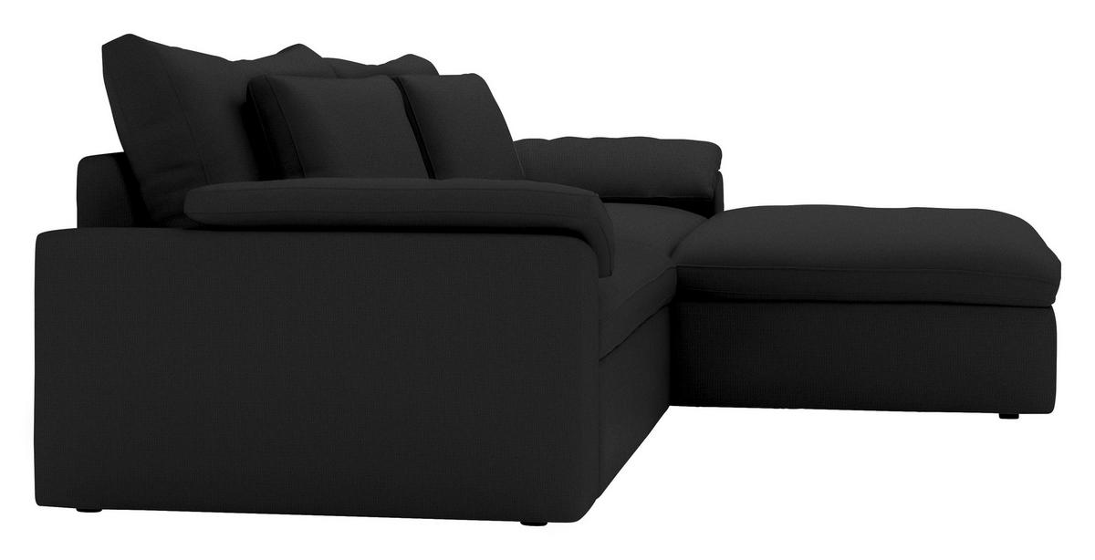 ECKSOFA  Chenille Schwarz  - Schwarz, Modern, Kunststoff/Textil (306/198cm) - Carryhome