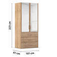 DREHTÜRENSCHRANK  in Sonoma Eiche  - Sonoma Eiche, Design, Glas/Holzwerkstoff (101/223/60cm) - Novel