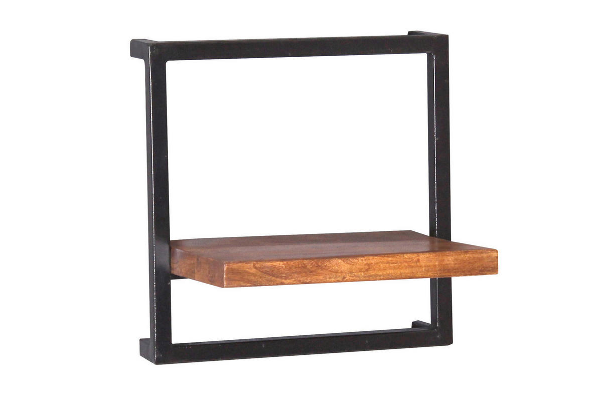 WANDREGAL 35/35/25 cm  - Schwarz/Naturfarben, Design, Holz/Metall (35/35/25cm) - MID.YOU