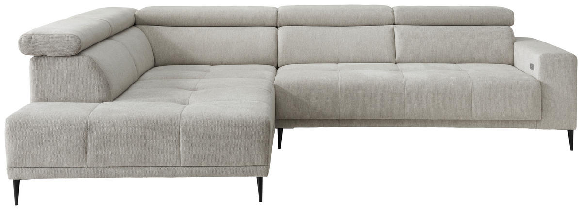 ECKSOFA Chenille Beige  - Beige/Schwarz, Konventionell, Textil/Metall (225/305cm) - Livetastic