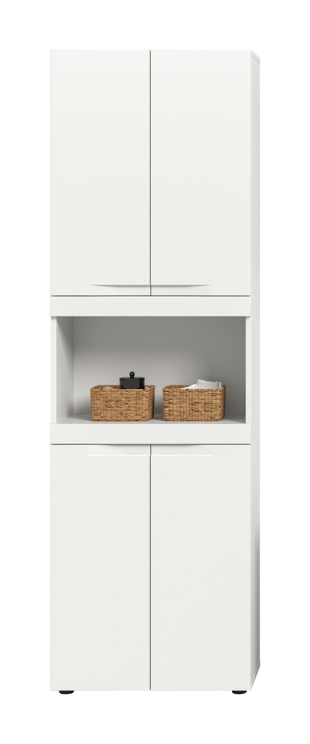 HÖGSKÅP  - vit/svart, Trend, trämaterial/plast (60/194/31cm) - MID.YOU