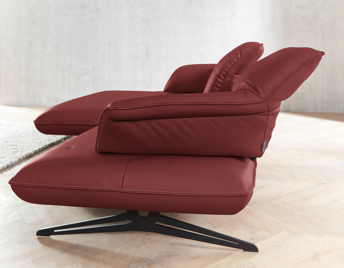 ECKSOFA in Echtleder Weinrot  169/252 cm  - Beige/Weinrot, Design, Leder/Metall (169/252cm) - Koinor