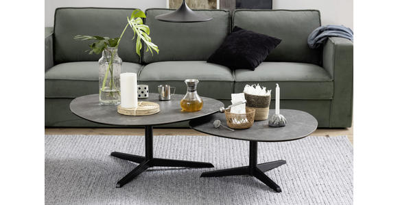 COUCHTISCH Glaskeramik 84/77/34 cm oval Schwarz  - Schwarz, Design, Glas/Metall (84/77/34cm) - Carryhome