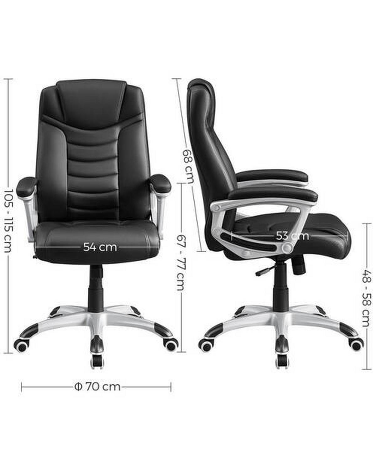 DREHSTUHL  in Lederlook Schwarz  - Silberfarben/Schwarz, Basics, Kunststoff/Textil (70/105-115/70cm) - Boxxx