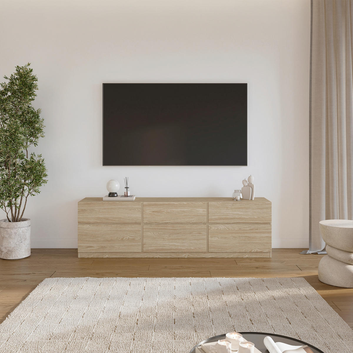 LOWBOARD  in 179,9/52,3/40 cm  - Eichefarben, Design, Holzwerkstoff (179,9/52,3/40cm) - MID.YOU