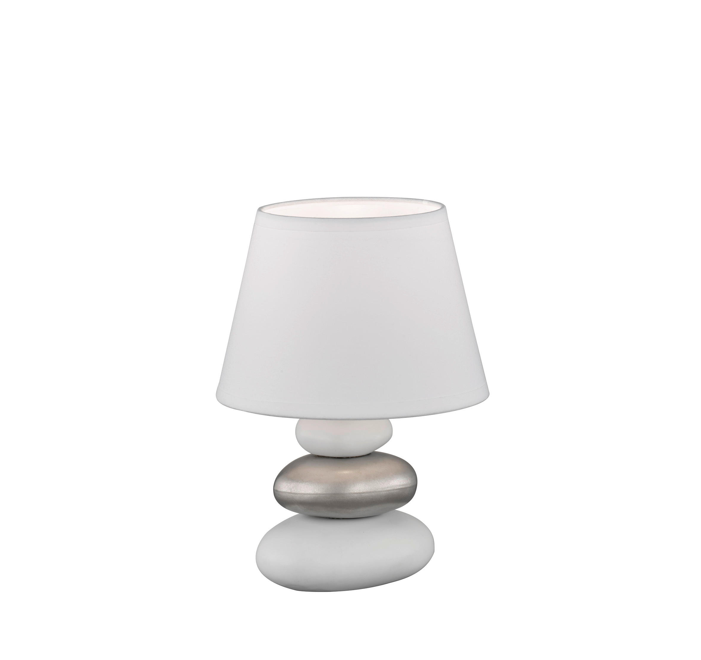 STOLNÍ LAMPA, E14, 17/24 cm  - bílá/barvy stříbra, Basics, textil/keramika (17/24cm) - Fischer & Honsel