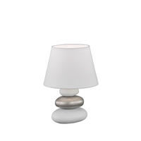STOLNÍ LAMPA, E14, 17/24 cm  - bílá/barvy stříbra, Basics, textil/keramika (17/24cm) - Fischer & Honsel