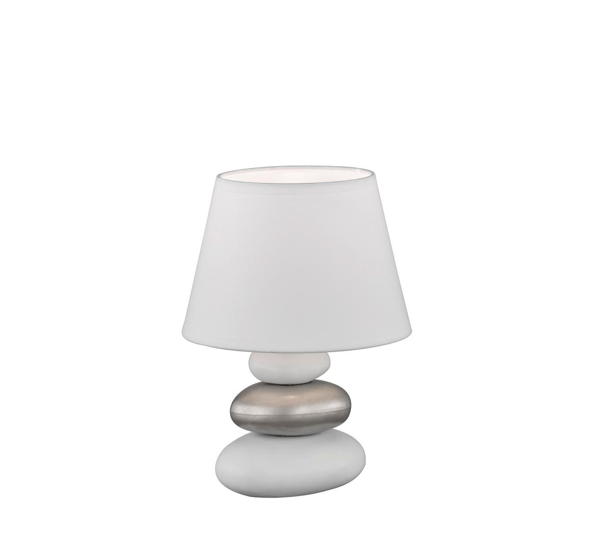 STOLNÍ LAMPA, E14, 17/24 cm  - bílá/barvy stříbra, Basics, textil/keramika (17/24cm) - Fischer & Honsel