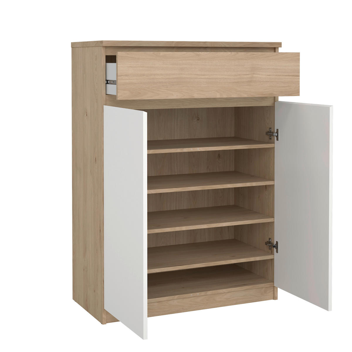 SCHUHSCHRANK Weiß, Eichefarben  - Eichefarben/Weiß, Design, Holzwerkstoff (80,4/111,3/40cm) - Livetastic