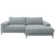 ECKSOFA  in Flachgewebe Hellblau  253/177 cm  - Schwarz/Hellblau, Design, Textil/Metall (253/177cm) - Dieter Knoll