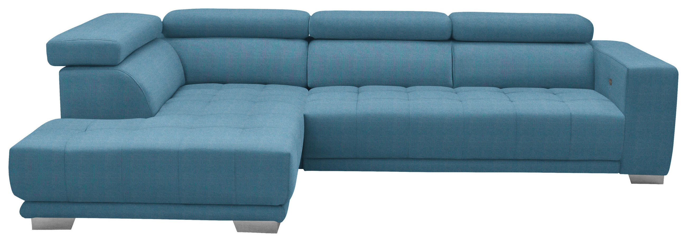 ECKSOFA in Mikrofaser Pastellblau  207/301 cm  - Chromfarben/Pastellblau, Design, Textil/Metall (207/301cm) - Xora