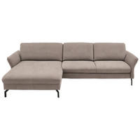 ECKSOFA in Velours Greige  - Greige/Schwarz, Design, Textil/Metall (179/306cm) - Beldomo System