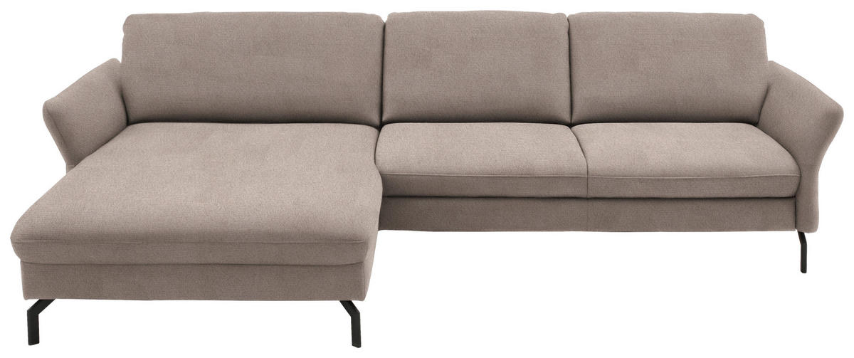 ECKSOFA in Velours Greige  - Greige/Schwarz, Design, Textil/Metall (179/306cm) - Beldomo System