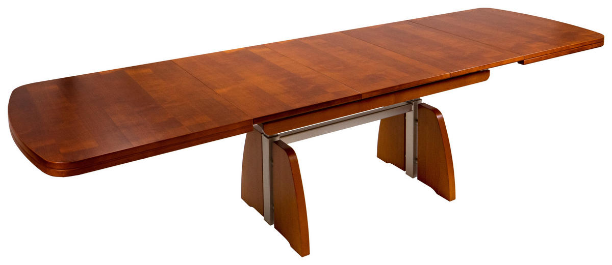 COUCHTISCH Kirschbaum furniert 125-245/75/55-74 cm rechteckig Kirschbaumfarben, Silberfarben  - Kirschbaumfarben/Silberfarben, KONVENTIONELL, Holz/Metall (125-245/75/55-74cm) - Venda