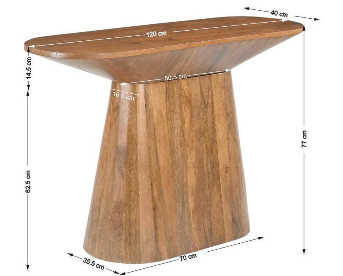 KONSOLENTISCH Mangoholz massiv Naturfarben  - Naturfarben, Design, Holz (120/40/77cm) - MID.YOU