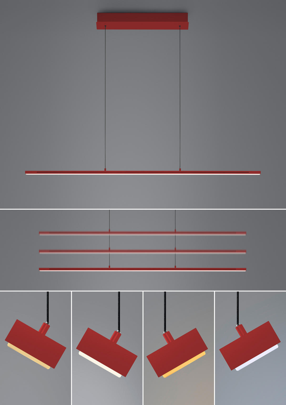 LED-HÄNGELEUCHTE 121/20/150 cm  - Rot, Design, Metall (121/20/150cm) - Hell